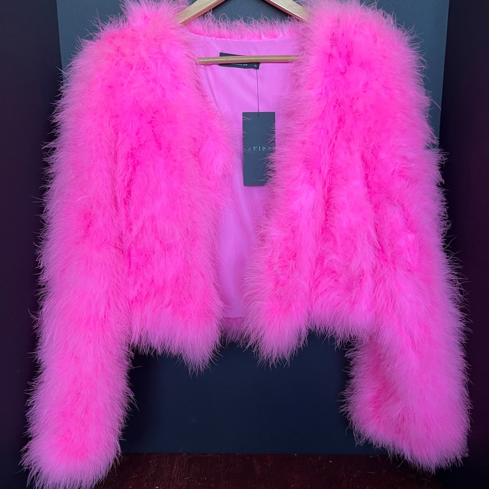Pink Feather Cropped Jacket